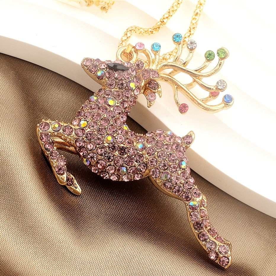 Whimsical Red Reindeer Pendant Necklace