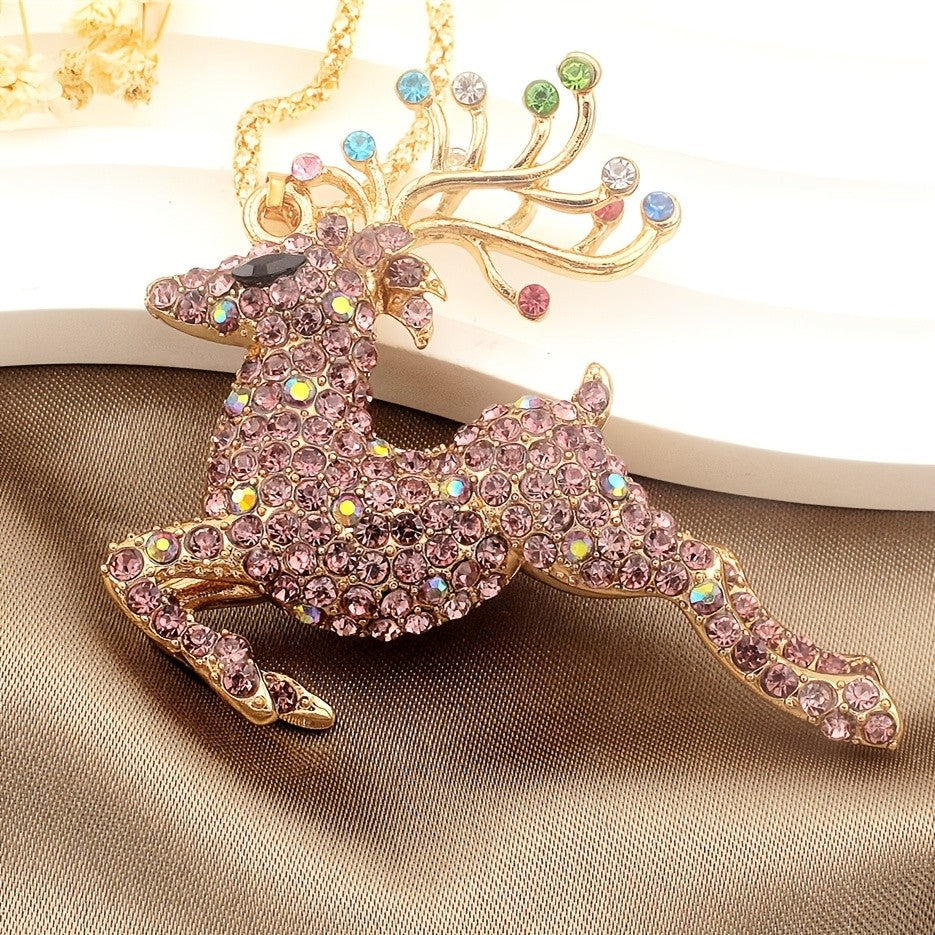 Whimsical Red Reindeer Pendant Necklace