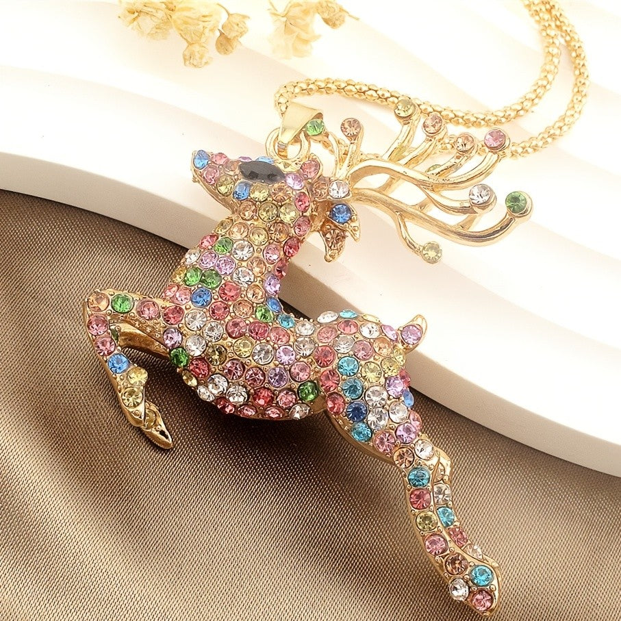 Whimsical Red Reindeer Pendant Necklace