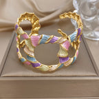 Whimsical Pastel Enamel Cuff Bracelet