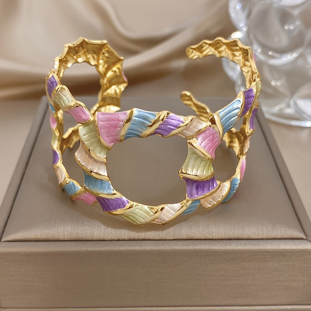 Whimsical Pastel Enamel Cuff Bracelet