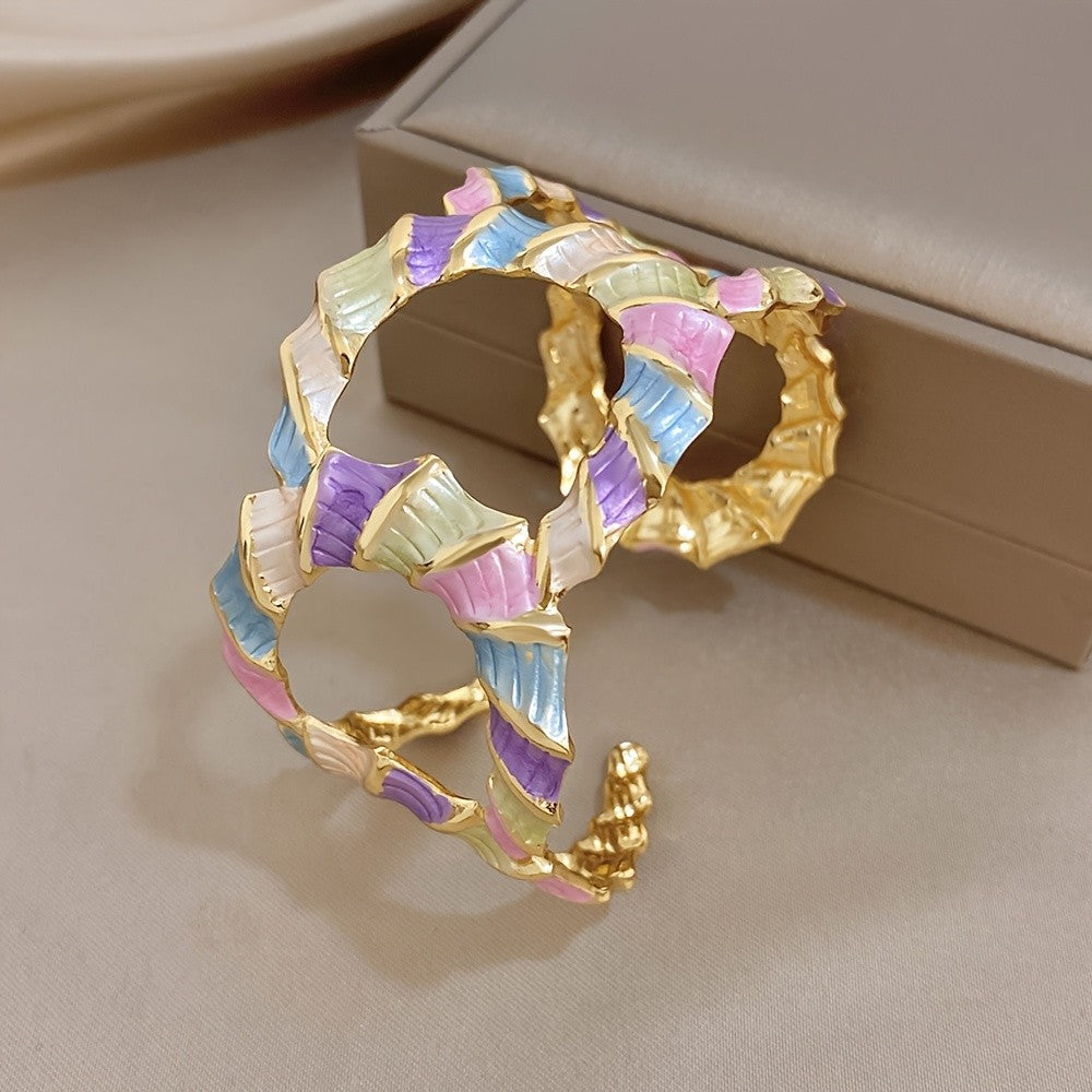 Whimsical Pastel Enamel Cuff Bracelet
