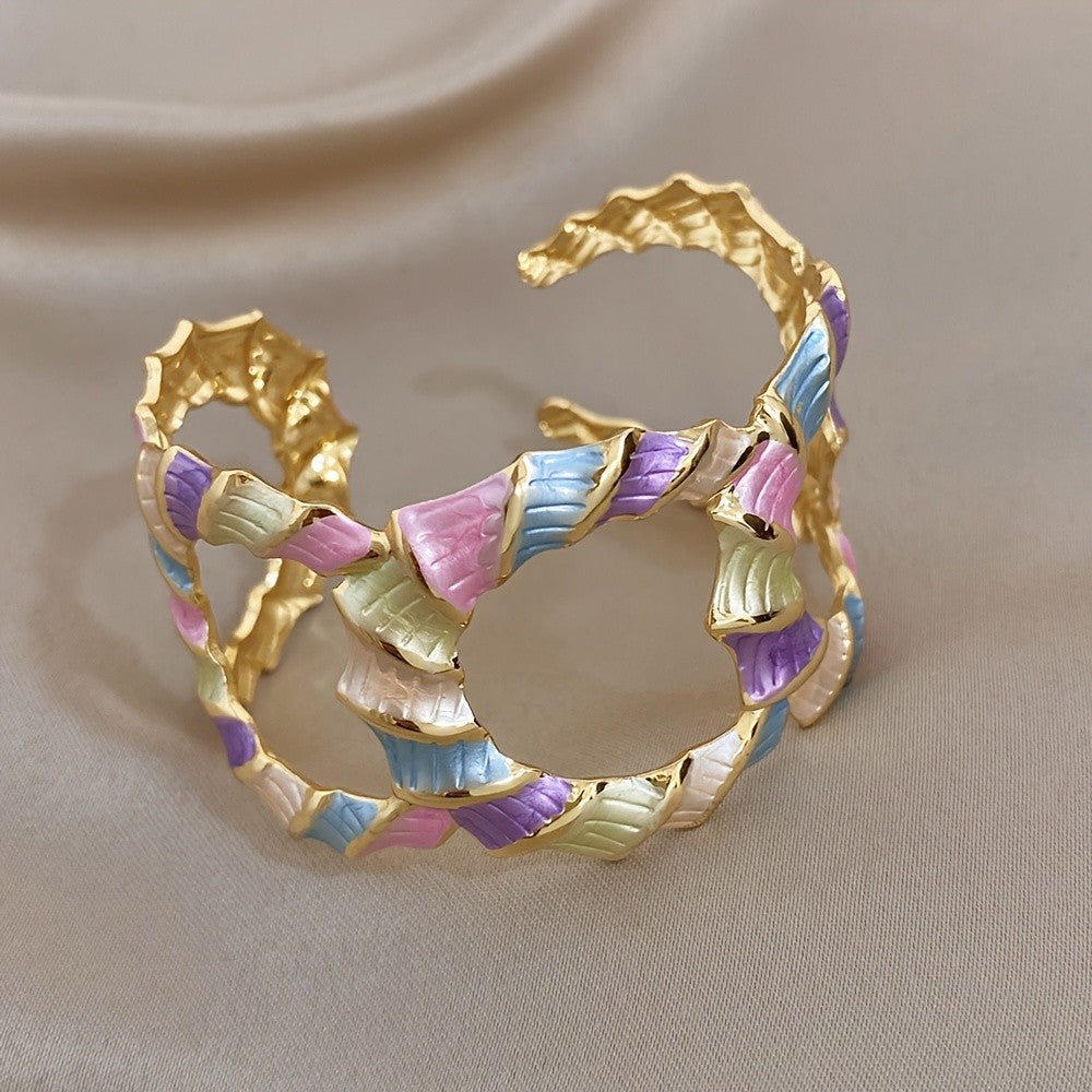 Whimsical Pastel Enamel Cuff Bracelet