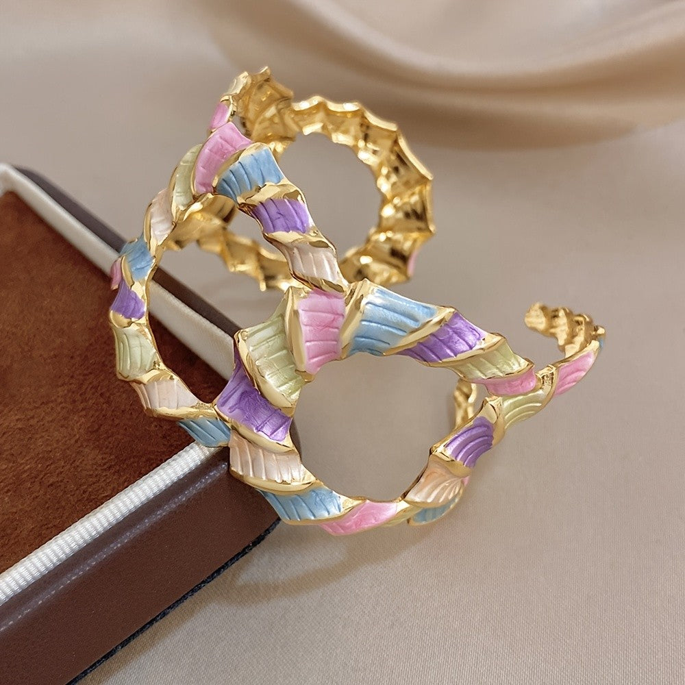 Whimsical Pastel Enamel Cuff Bracelet