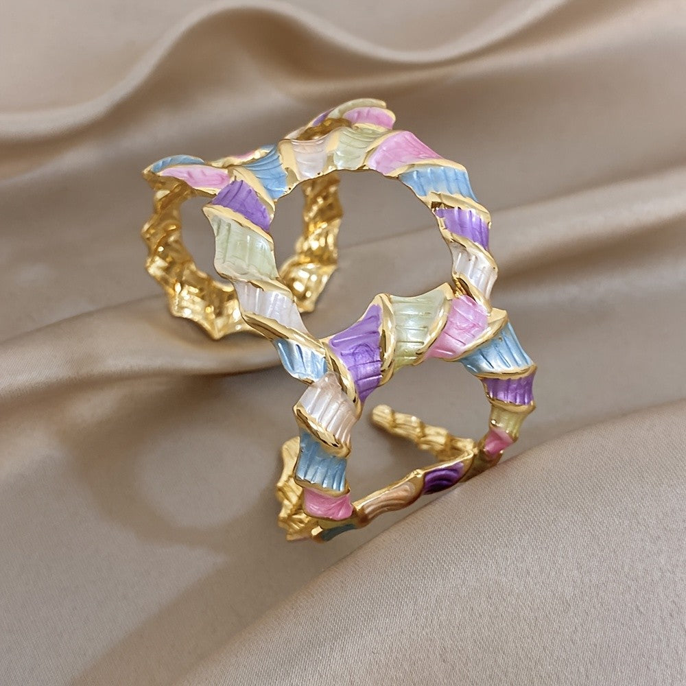 Whimsical Pastel Enamel Cuff Bracelet