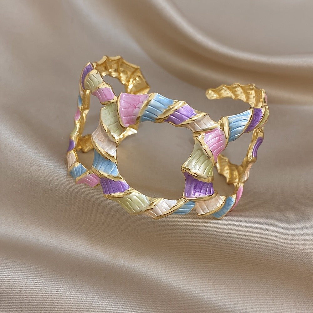 Whimsical Pastel Enamel Cuff Bracelet