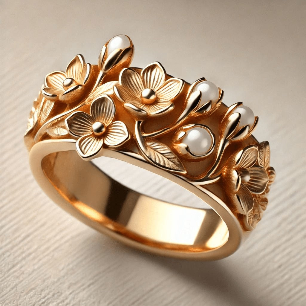 Regal Floral Pearl Statement Ring
