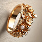 Regal Floral Pearl Statement Ring