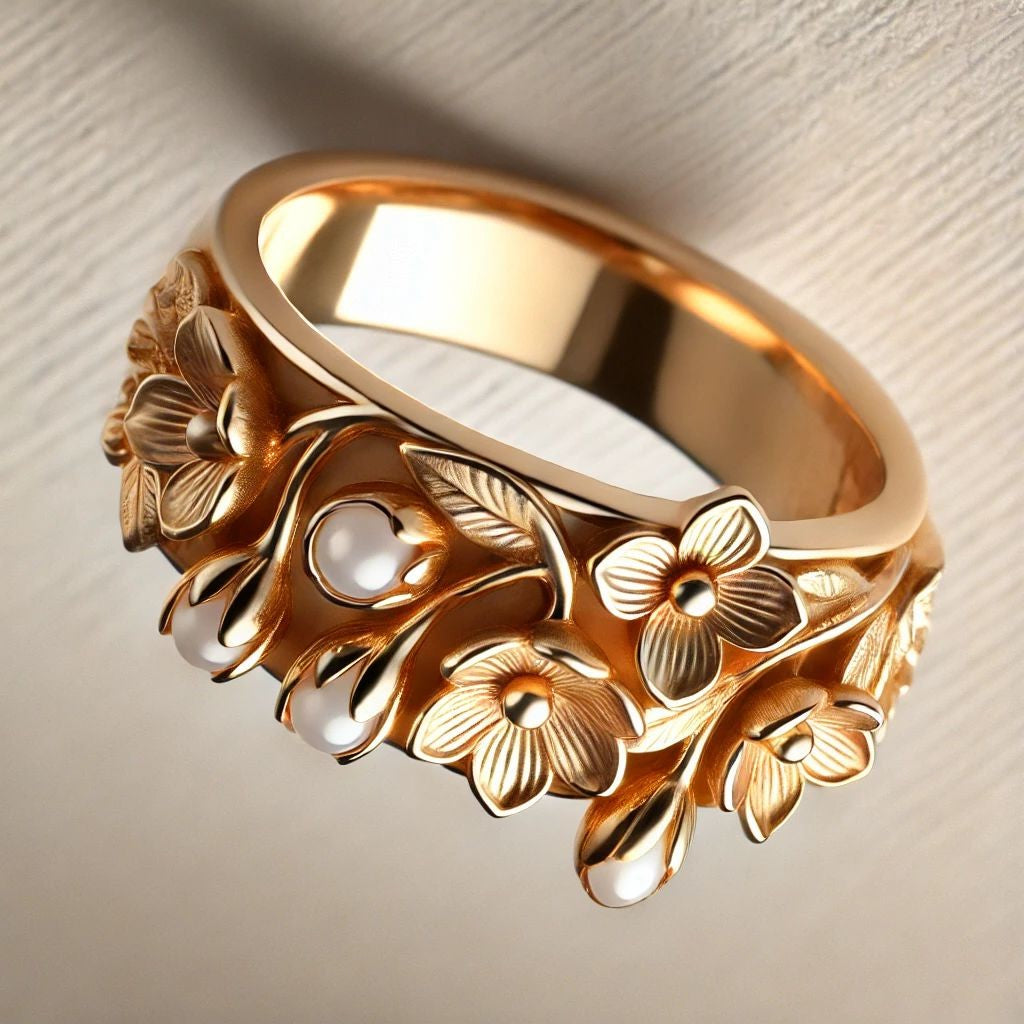 Regal Floral Pearl Statement Ring