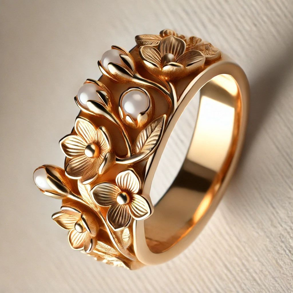 Regal Floral Pearl Statement Ring