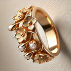 Regal Floral Pearl Statement Ring