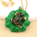 Whimsical Frog Lotus Leaf Necklace