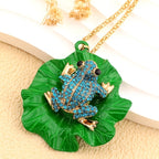 Whimsical Frog Lotus Leaf Necklace