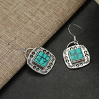 Boho Turquoise Square Drop Earrings