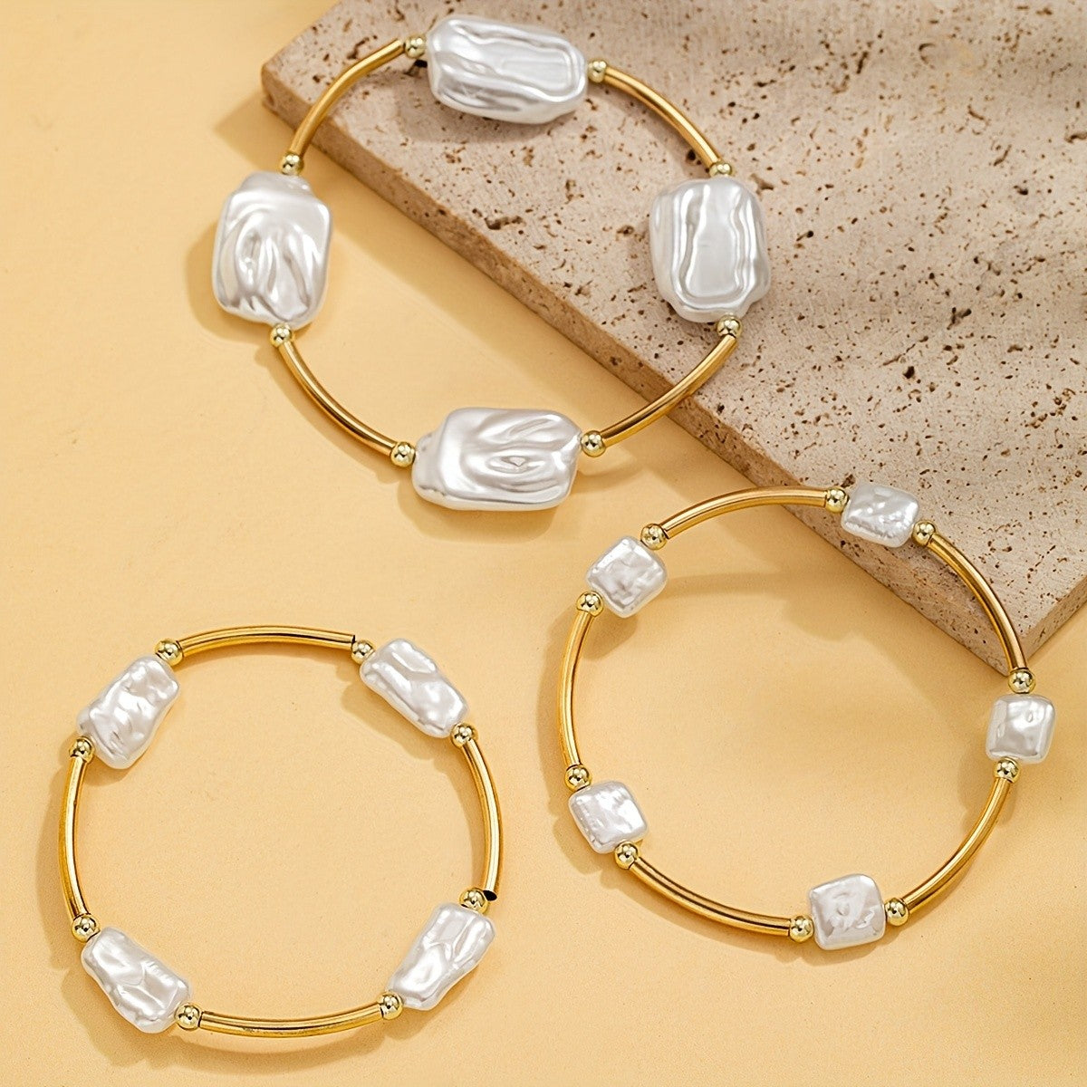 6pc Elegant Pearl Bracelet Stack