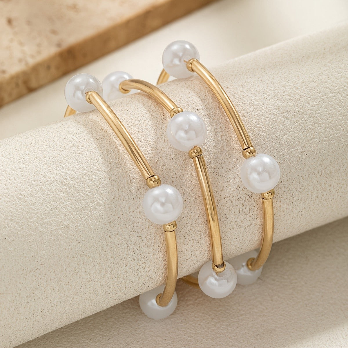 6pc Elegant Pearl Bracelet Stack