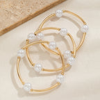 6pc Elegant Pearl Bracelet Stack