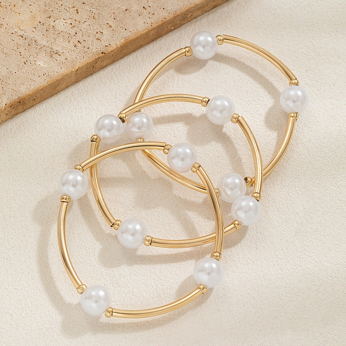 6pc Elegant Pearl Bracelet Stack