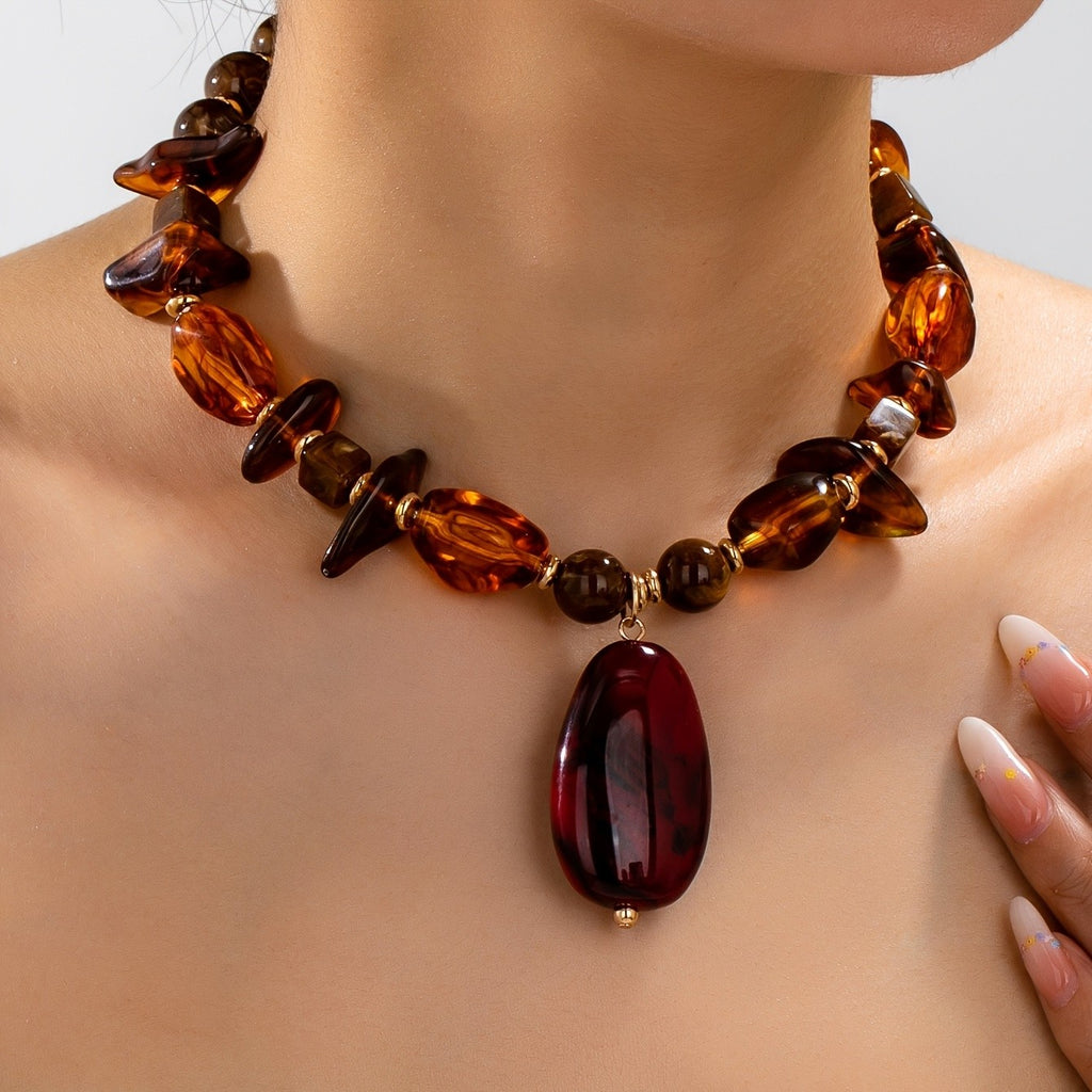 Warm Amber Drop Necklace