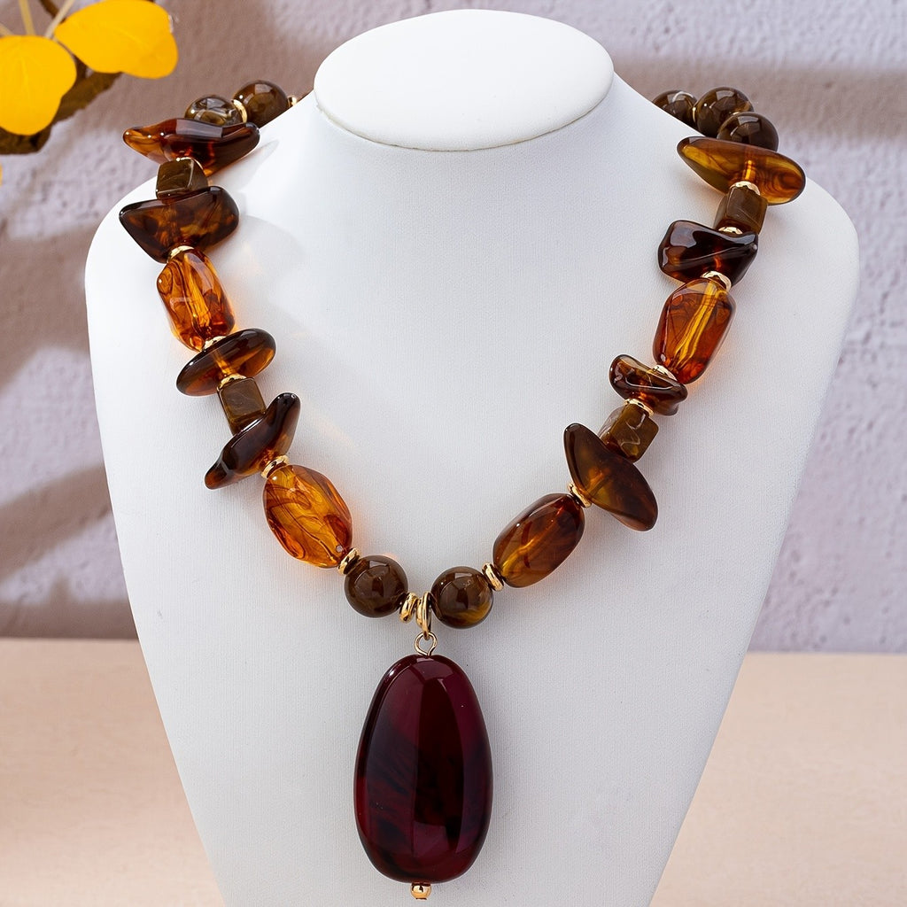 Warm Amber Drop Necklace