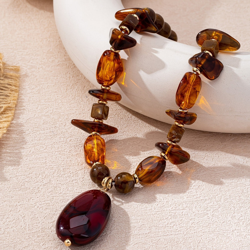 Warm Amber Drop Necklace