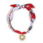 Vintage Printed Scarf Heart Necklace