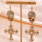 Gothic Skull Cross Drop Earrings