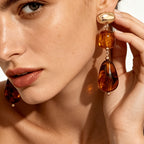 Warm Amber Tiered Drop Earrings