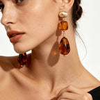 Warm Amber Tiered Drop Earrings