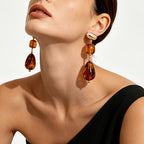 Warm Amber Tiered Drop Earrings