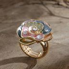 Colorful Floral Glass Statement Ring