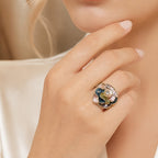 Colorful Floral Glass Statement Ring