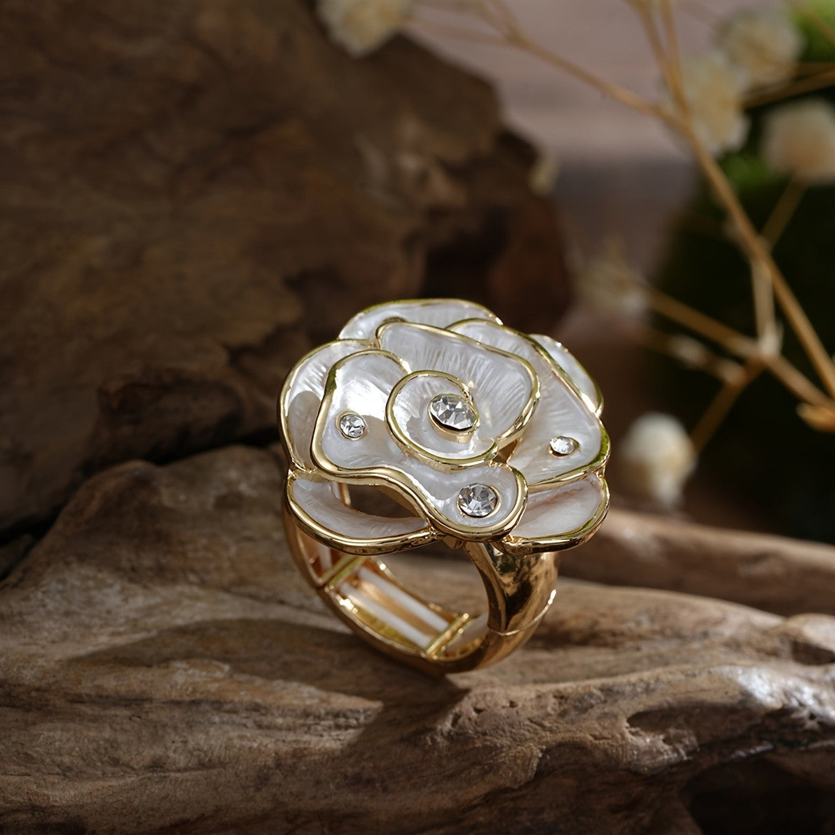 Colorful Floral Glass Statement Ring