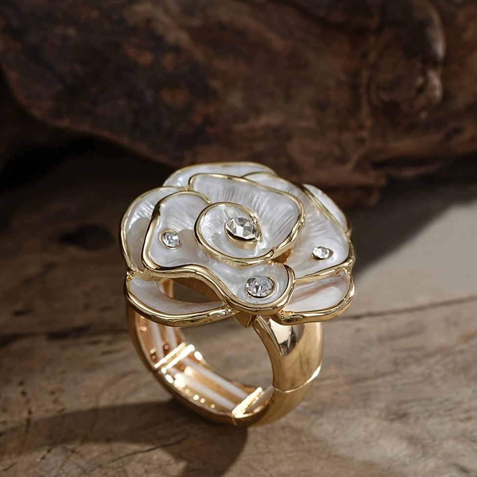 Colorful Floral Glass Statement Ring