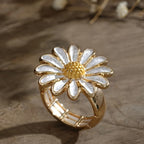 Elegant White Daisy Flower Statement Ring