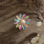 Elegant White Daisy Flower Statement Ring