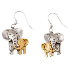 Whimsical Two Tone Elephant Drop Earrings