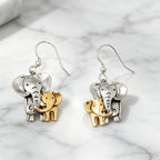 Whimsical Two Tone Elephant Drop Earrings