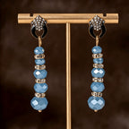 Blue Faceted Bead Drop Earrings