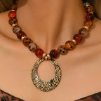 Leopard Print Oval Pendant Necklace