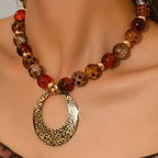 Leopard Print Oval Pendant Necklace