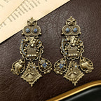Ornate Owl Charm Drop Earrings