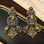Ornate Owl Charm Drop Earrings