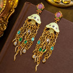 Whimsical Jellyfish Tassel Drop Earrings