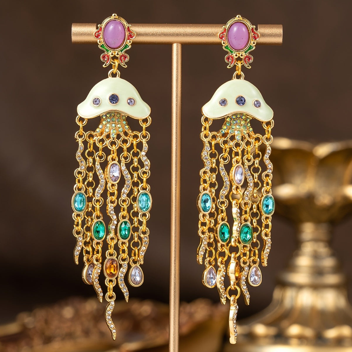 Whimsical Jellyfish Tassel Drop Earrings