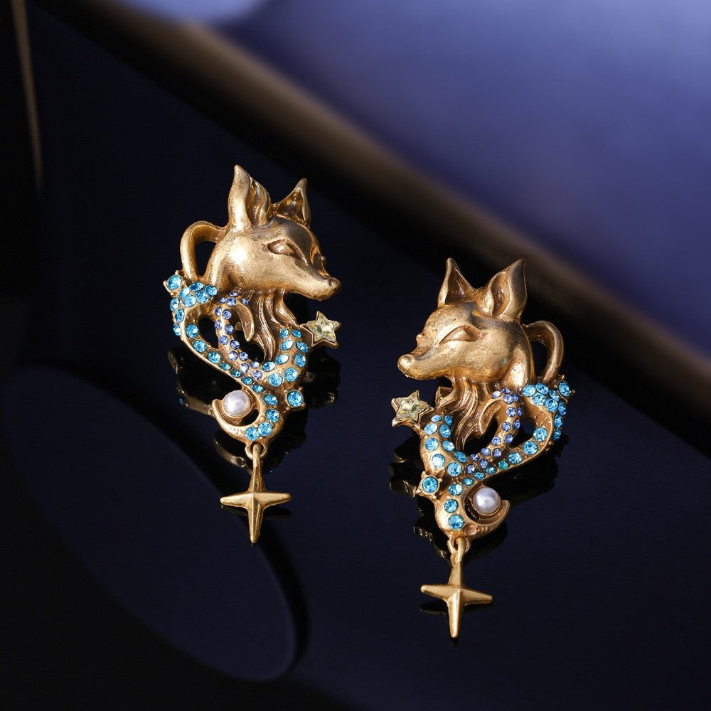 Mystic Fox Star Drop Earrings