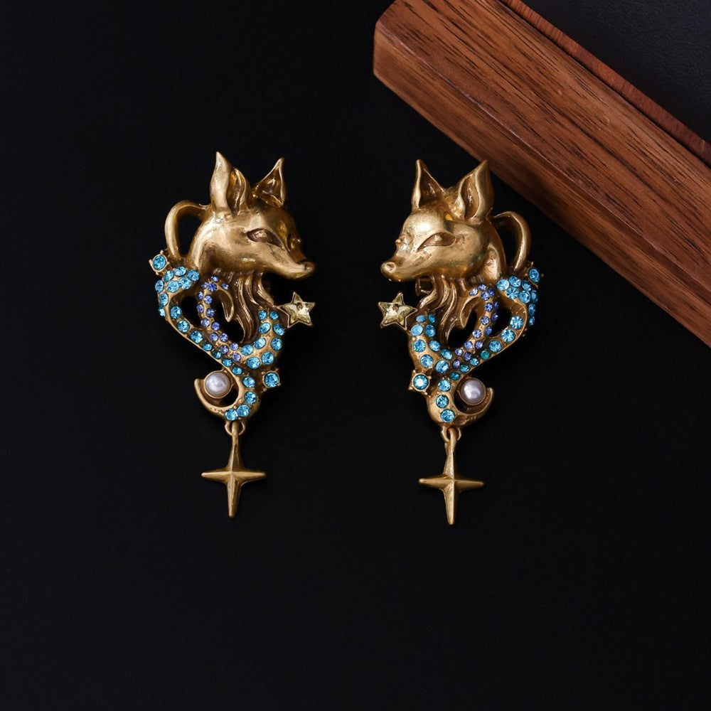 Mystic Fox Star Drop Earrings