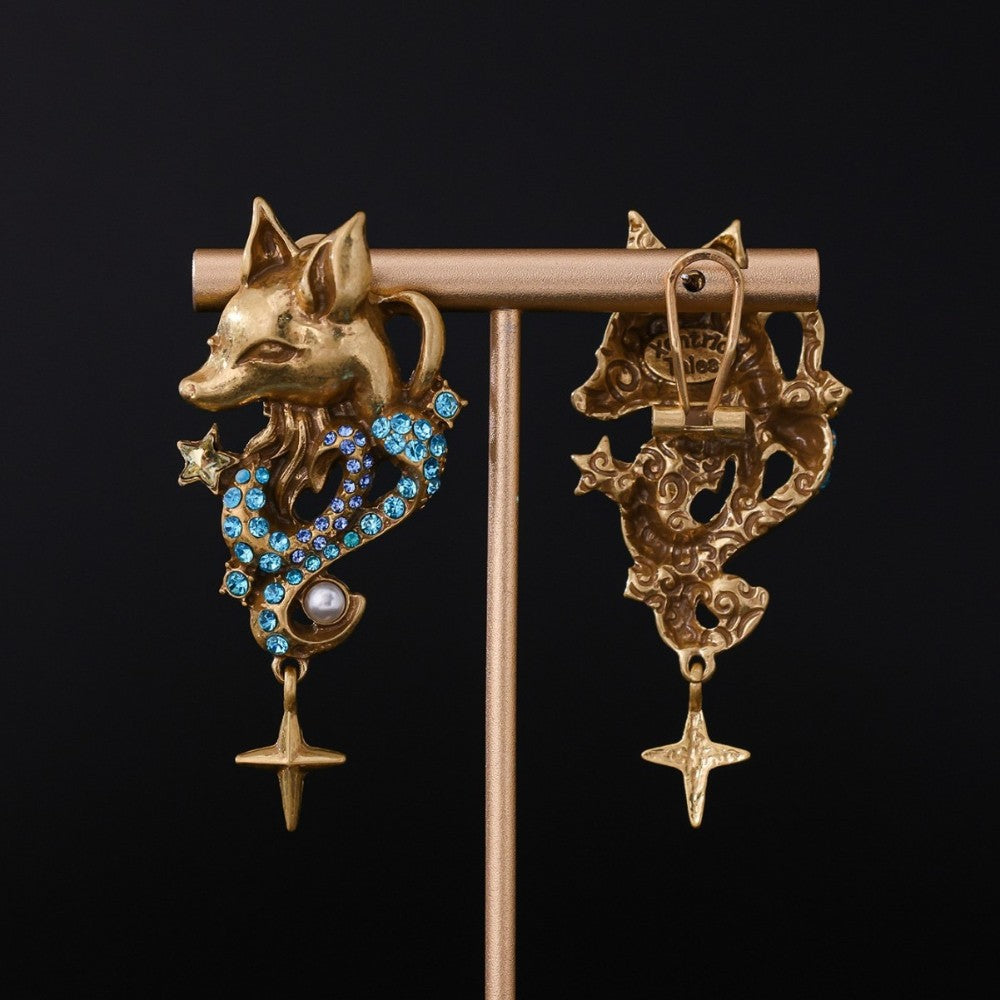 Mystic Fox Star Drop Earrings