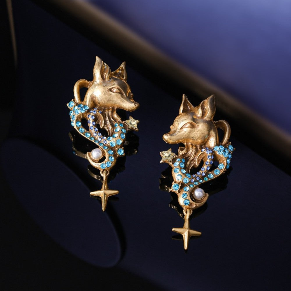 Mystic Fox Star Drop Earrings
