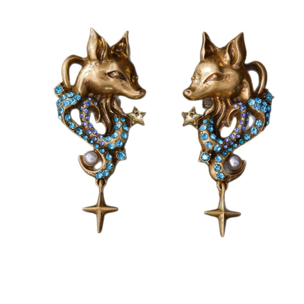 Mystic Fox Star Drop Earrings